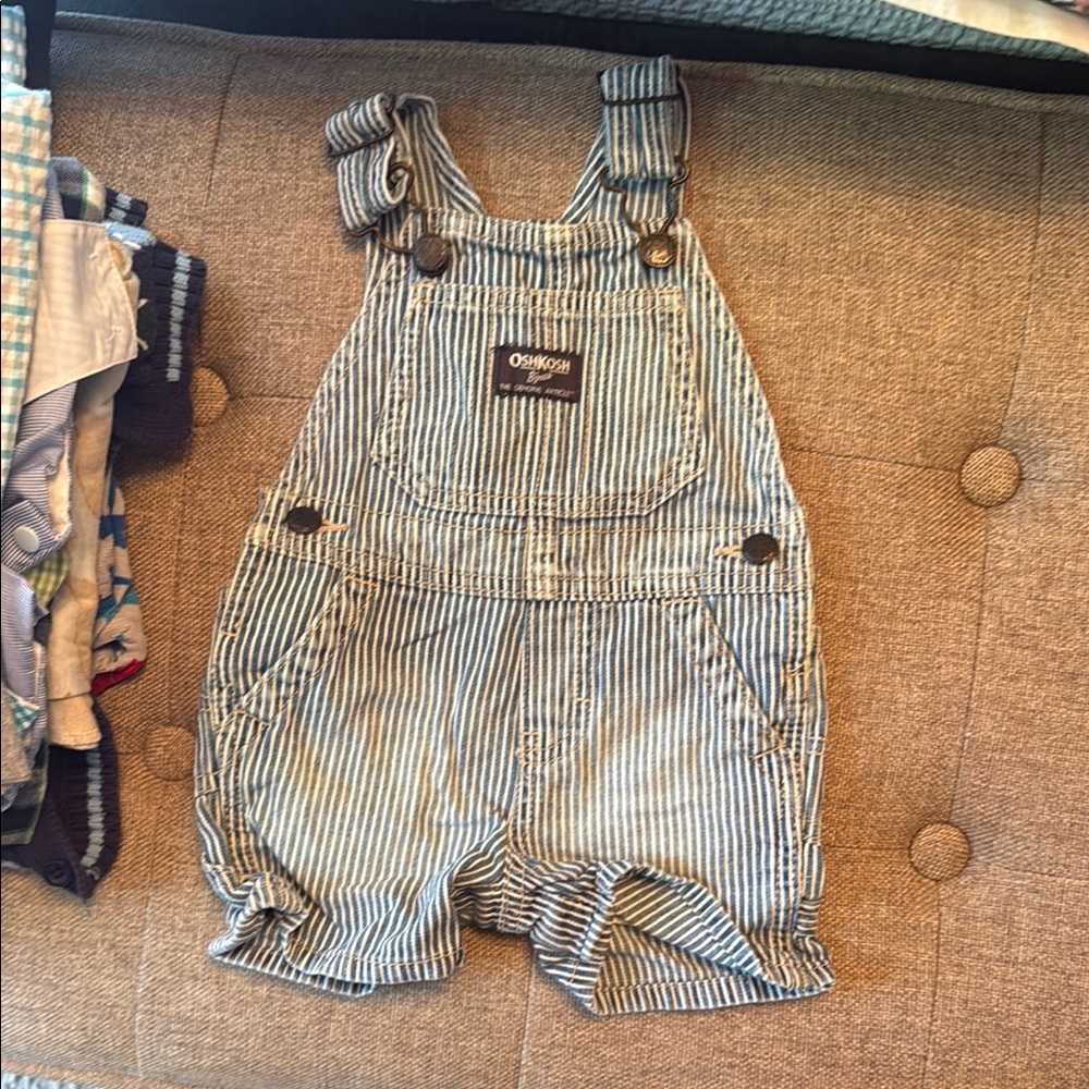 OshKosh B'gosh Navy and White Striped Overalls